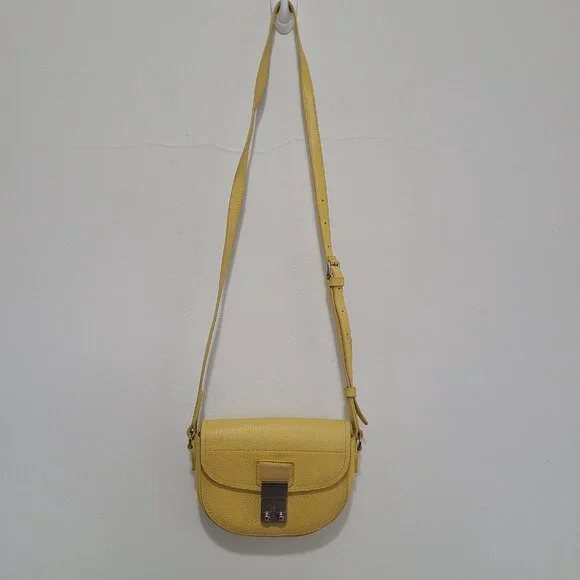3.1 Phillip Lim Pashli Leather Saddle Crossbody Bag Yellow - Picture 2 of 13